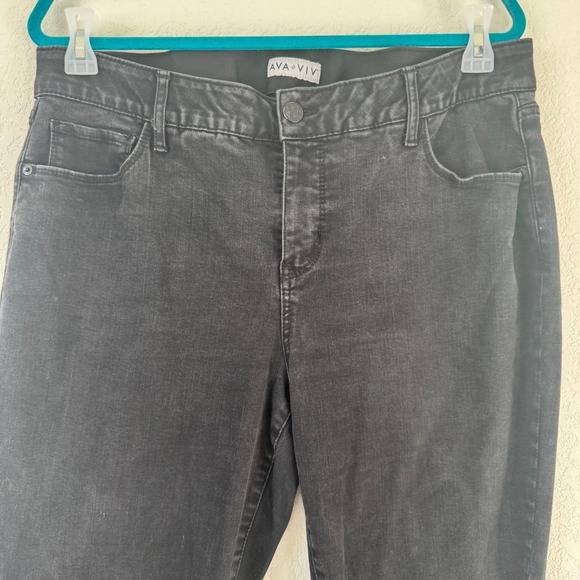 AVA & VIV Womens Black Denim Jeans Size 16W High Rise Skinny Leg - Picture 2 of 4